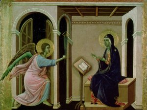 Angelo che annuncia la morte del nostro Signore a Maria (tempera su tavola)